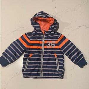 Carters 18 months Striped Hooded Rain Jacket with Orange Accents